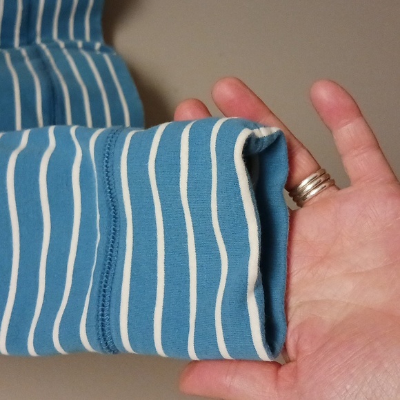 L.L. Bean Ultrasoft Full Zip Striped Jacket Sweatshirt Blue/White Size M - Picture 8 of 13